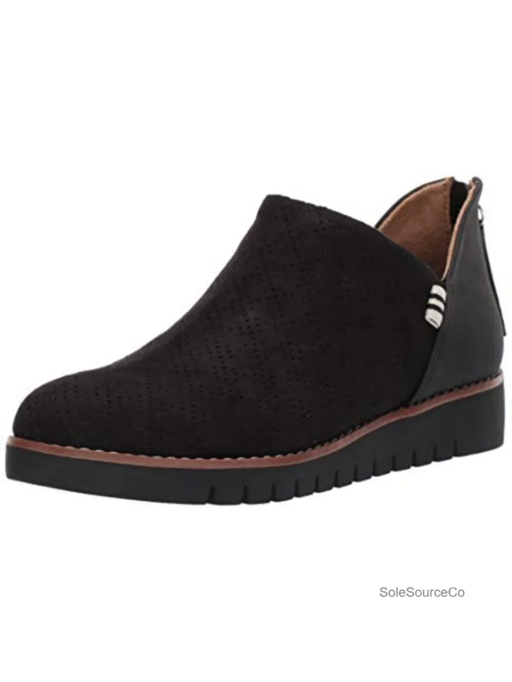 Womens Microfiber Ankle Bootie Slip On Zip Perforated Comfort Shoe